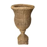 Rattan Urn Pedestal Planter - Image 2